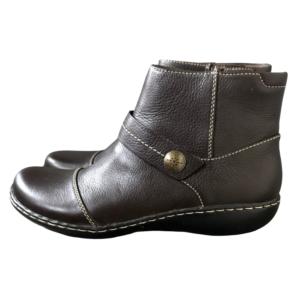 Clark Boots Womens 7 Brown‎ Collection Ashland Pine Ankle Booties Casual Neutral